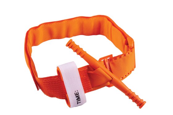 Garrot tactique avec mécanisme de serrage orange