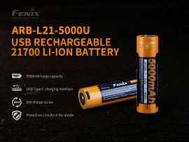 Batterie rechargeable Fenix 21700 5000 mAh avec USB-C (Li-Ion)