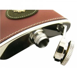 Flasque de chasseur avec revêtement en cuir 175 ml
