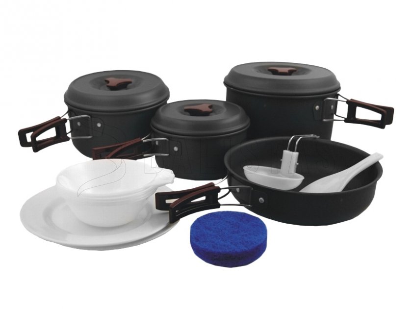Set de vaisselle de randonnée en aluminium anodisé MFH pour 5 personnes