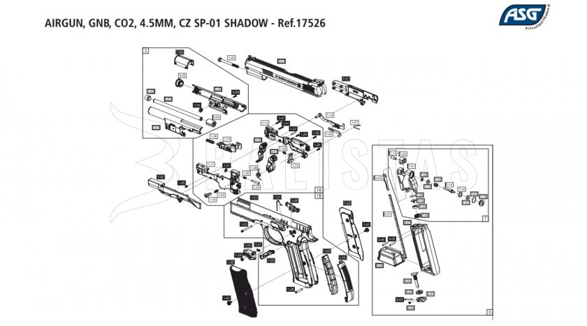 Pistolet à air comprimé ASG CZ-75 SP-01 Shadow 4,5mm