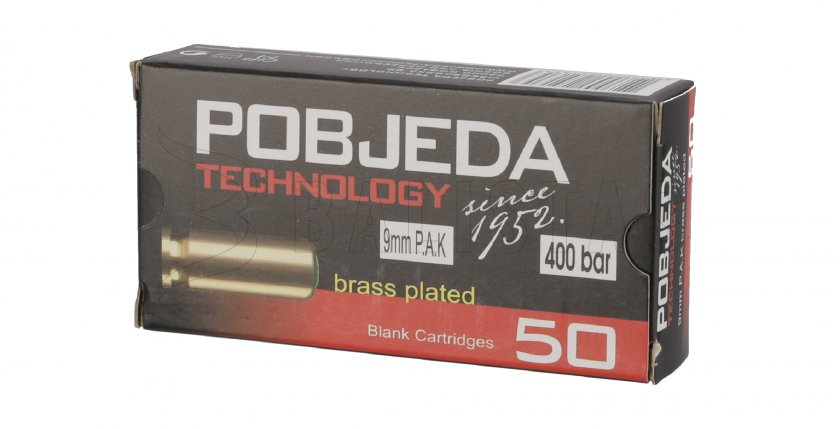 Cartouches à blanc Pobjeda 9mm pistolet 50pcs