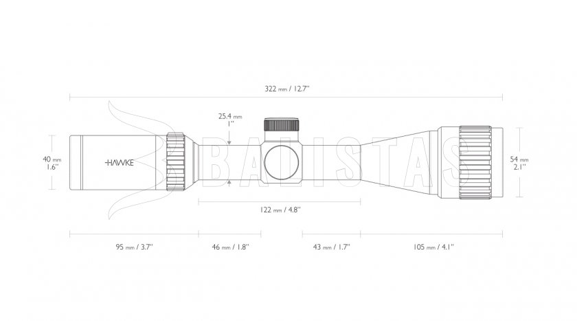 Lunette de visée Hawke Vantage 3-9x40 AO Mil Dot IR