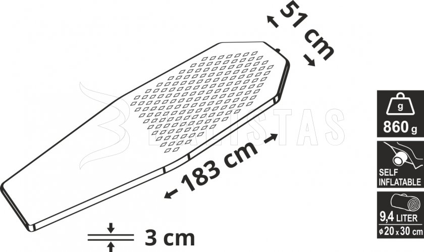 Matelas autogonflant Cattara 3cm orange