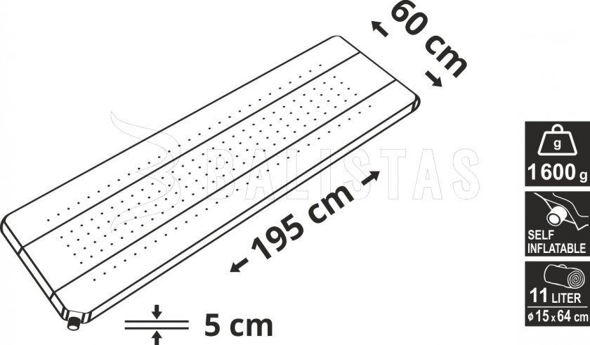Matelas autogonflant Cattara 5cm bleu-gris