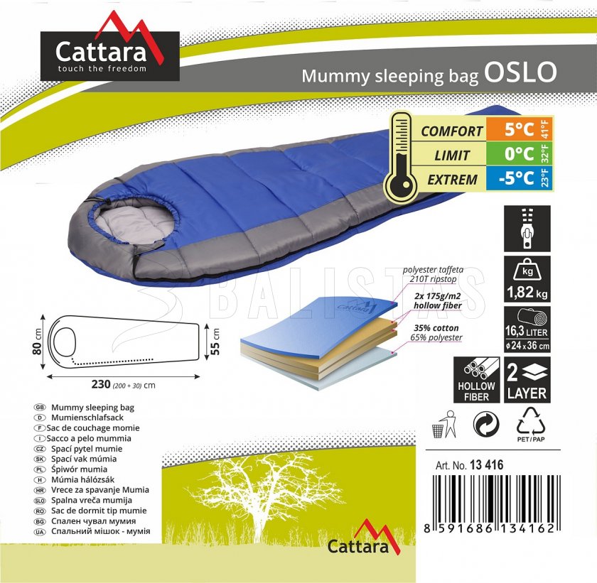 Sac de couchage momie Oslo 210cm