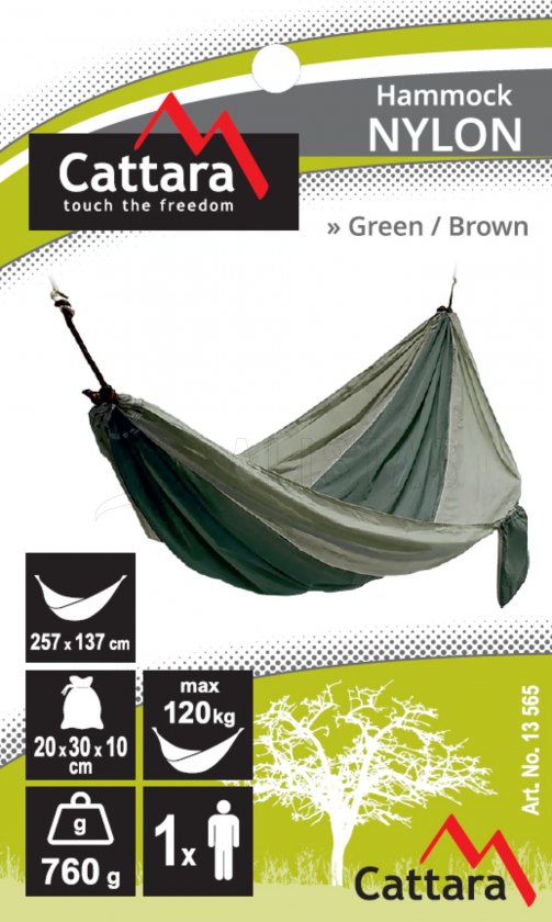 Hamac NYLON 275x137 cm vert-brun