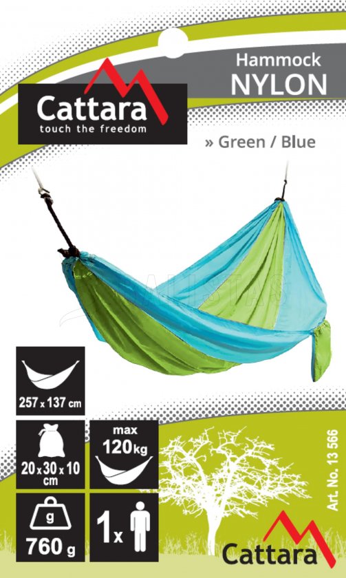 Hamac NYLON 275x137 cm vert-bleu