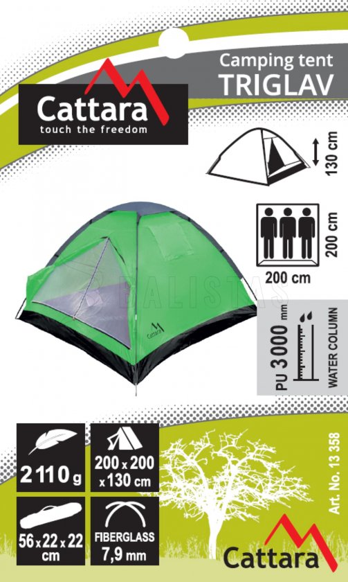 Tente Triglav pour 3 personnes 200x200x130 cm
