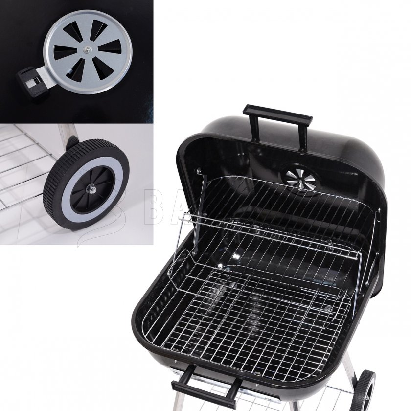 Barbecue au charbon de bois rectangulaire Trapani 46 cm