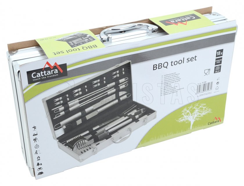 Set d’ustensiles de barbecue 18 pcs mallette ALU