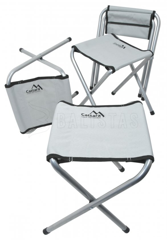 Table de camping Double télescopique grise + 4x chaises