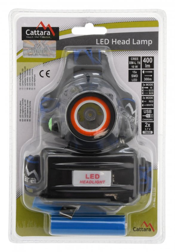Lampe frontale LED 400 lm (1x XM-L+15x SMD)