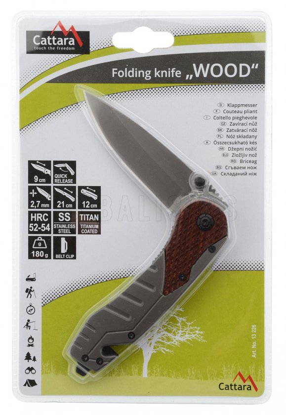 Couteau en bois avec fermeture de sécurité 21 cm