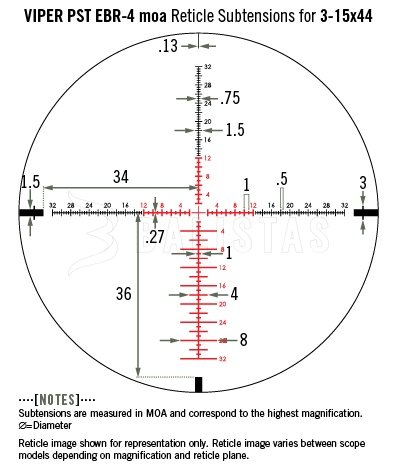 Lunette de visée Vortex Viper PST II 3-15x44 AO EBR-4