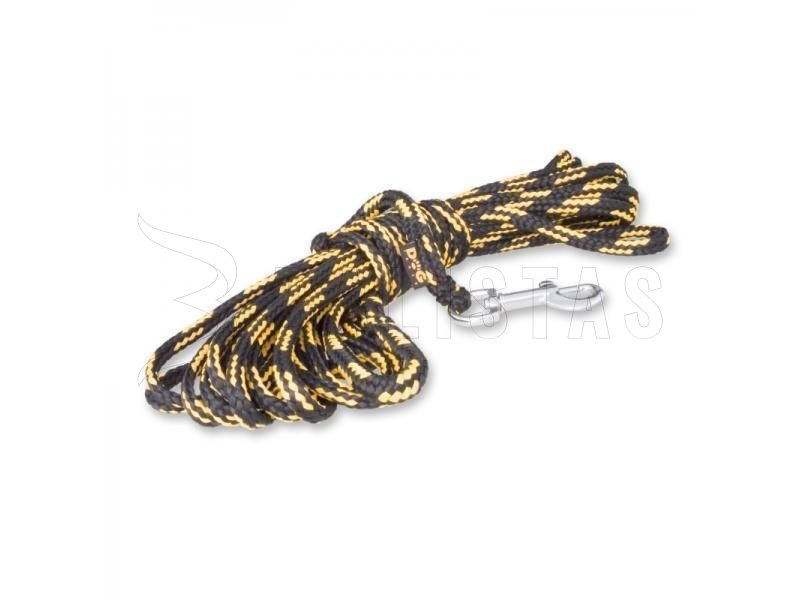 Stopovací lano Dogtrace boucle argentée 8mm, 10m jaune