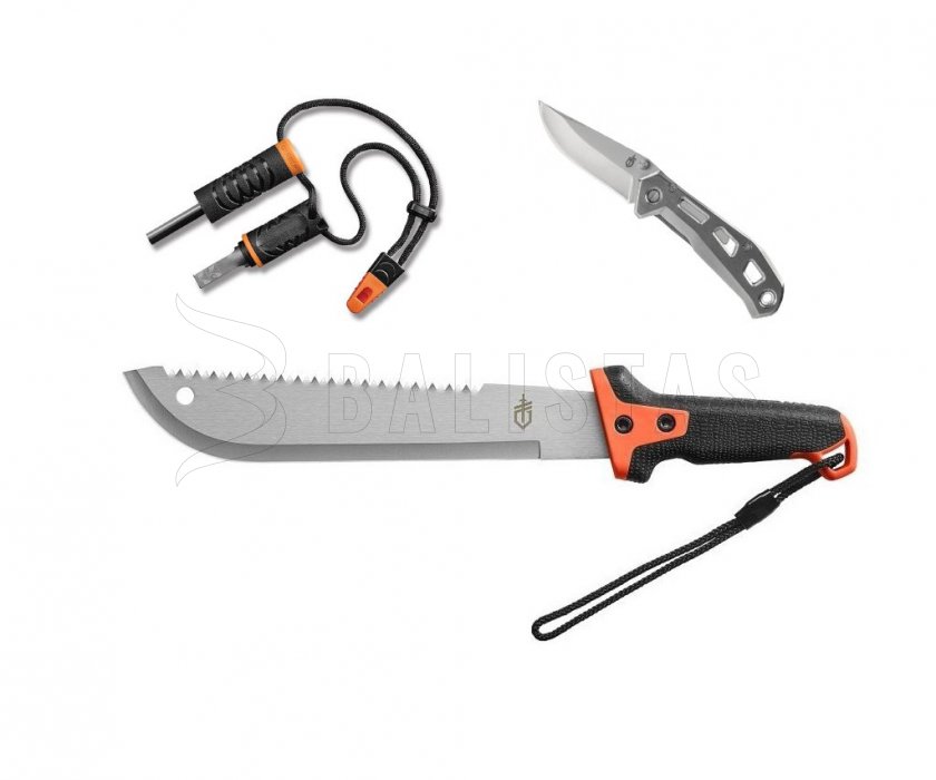 Set Gerber Overcome - machette, couteau, silex