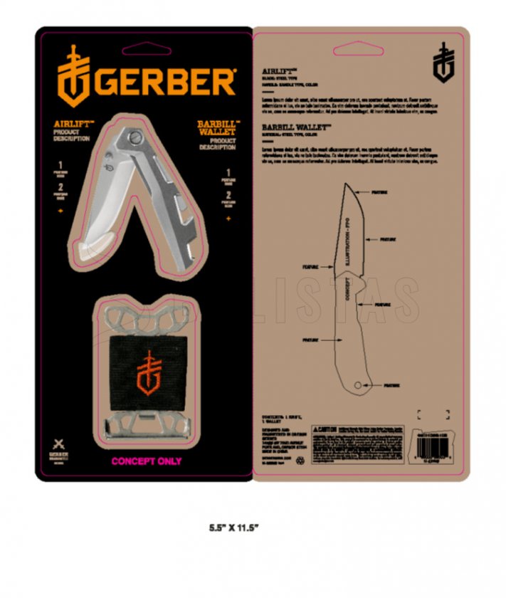 Set Gerber Couteau Airlift Silver + Portefeuille Barbill Wallet Silver