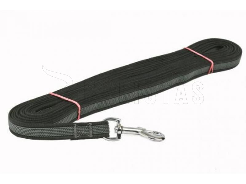 Longe de pistage Dogtrace boucle argentée 20mm,10m noire
