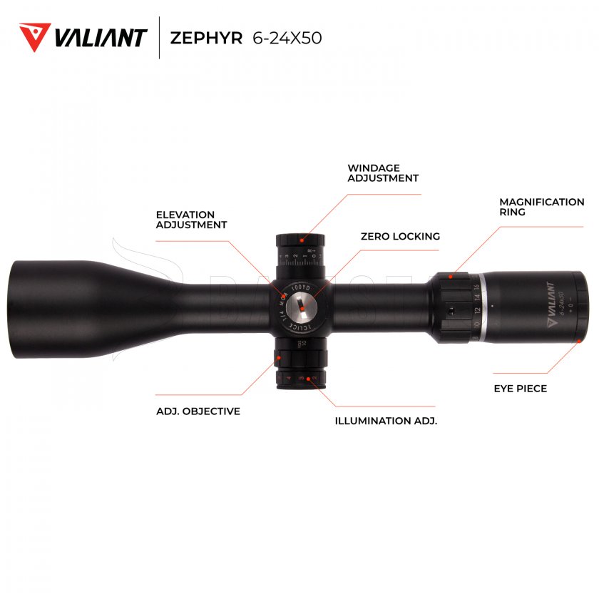 Lunette de visée Valiant Zephyr 6-24x50 SF SIR Mil-Dot