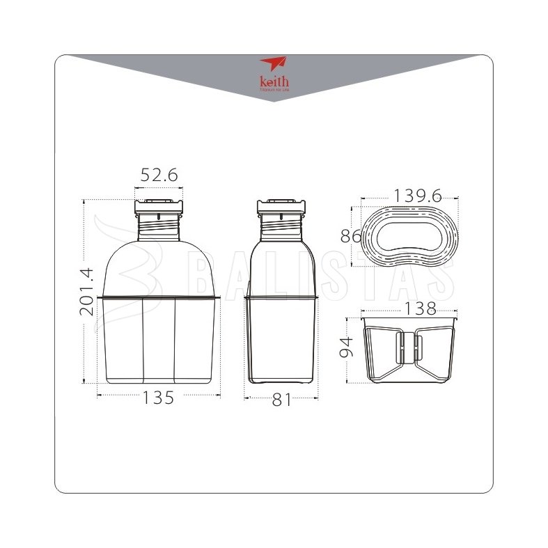 Kit de cuisson en titane Keith Canteen Mess Kit