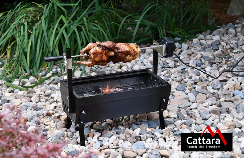 Grille de barbecue Cattara avec fourchette rotative