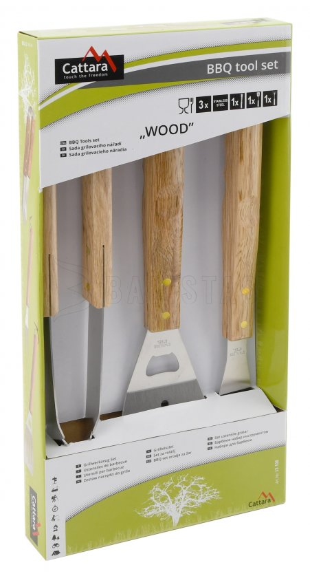 Outils pour grillades Cattara Wood set 3pcs