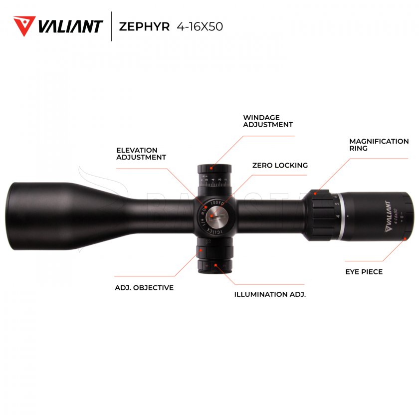 Lunette de visée Valiant Zephyr 4-16x50 SF SIR Mil Dot