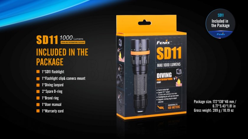 Lampe de poche LED de plongée Fenix SD11