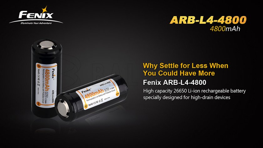 Batterie rechargeable Fenix 26650 4800 mAh (Li-Ion)