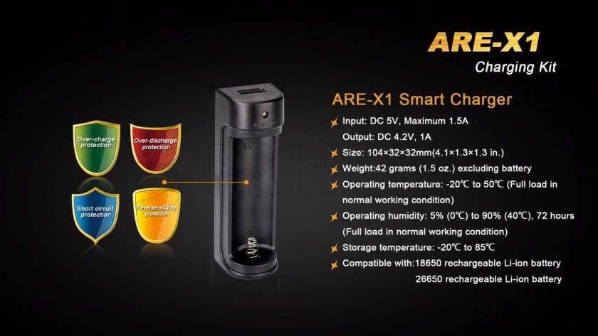 Chargeur USB Fenix ARE-X1 + 18650 (2600 mAh)