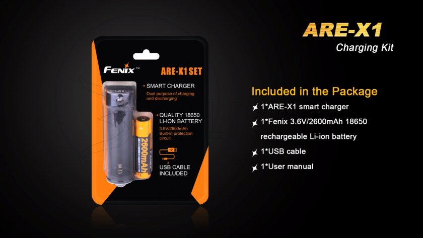 Chargeur USB Fenix ARE-X1 + 18650 (2600 mAh)