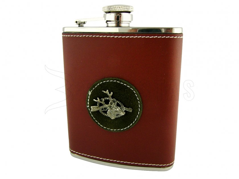 Flasque de chasseur avec revêtement en cuir 175 ml