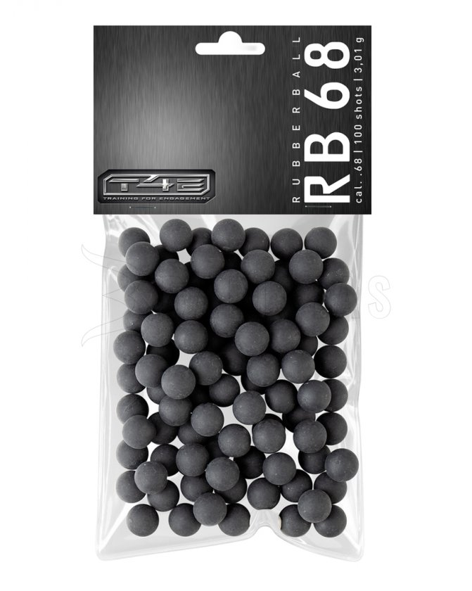 Billes T4E Rubber Ball RB Prac-Series .68 polymère 100pcs