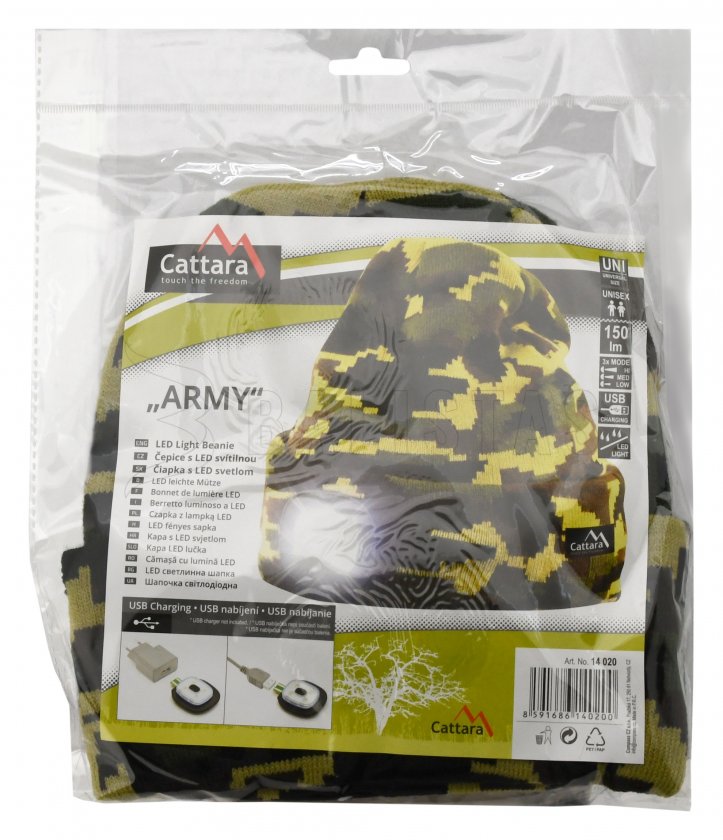 Casquette ARMY avec lampe de poche LED rechargeable par USB