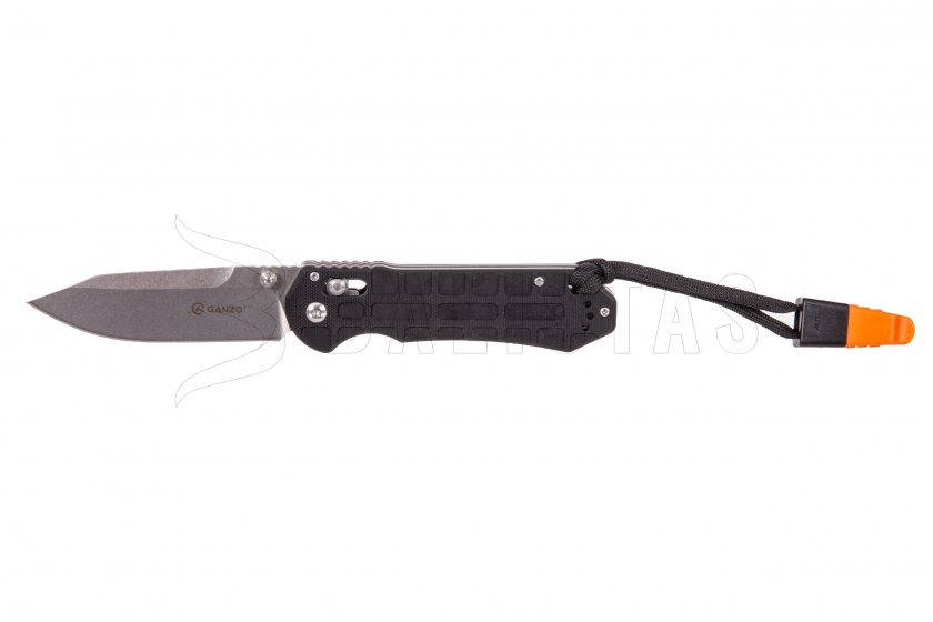 Couteau pliant Ganzo G7452P noir avec sifflet