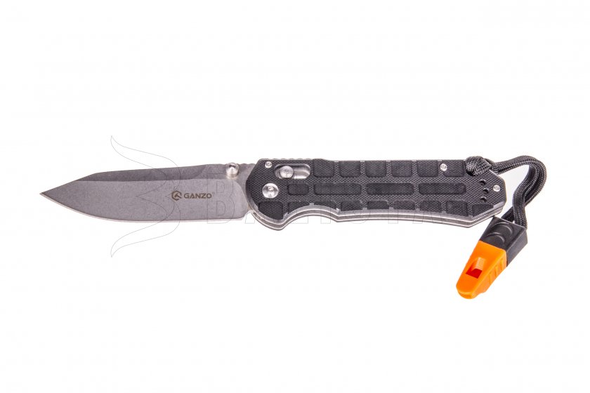 Couteau pliant Ganzo G7452P noir avec sifflet