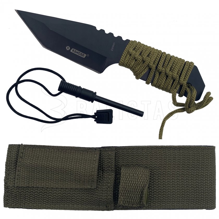 Couteau de survie Kandar Tanto avec pierre à feu N125