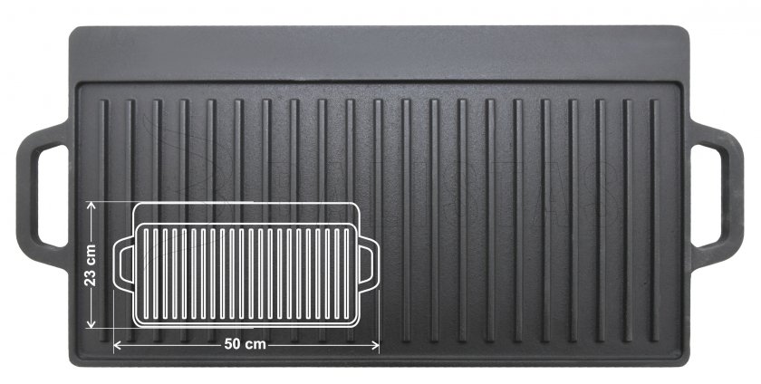 Plaque de gril double face 50x23x1,4cm