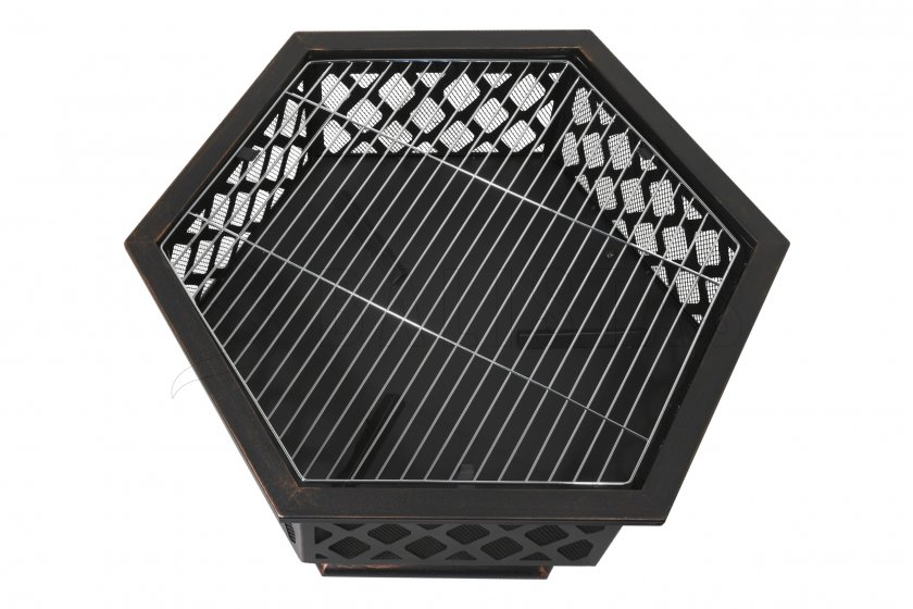 Brasero HEXAGON patine cuivre avec couvercle