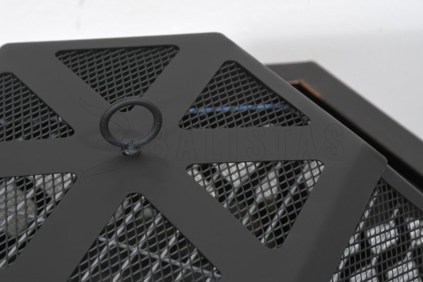 Brasero HEXAGON patine cuivre avec couvercle