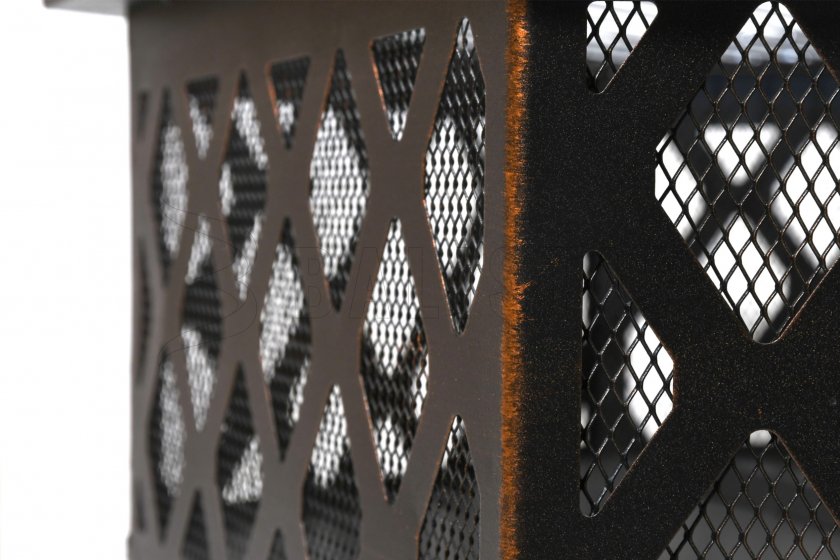 Brasero HEXAGON patine cuivre avec couvercle