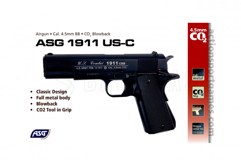 Pistolet à air comprimé ASG 1911 US-C blowback 4,5mm