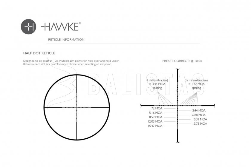 Lunette Hawke Vantage 3-12x44 SF 1/2 MilDot 25,4mm