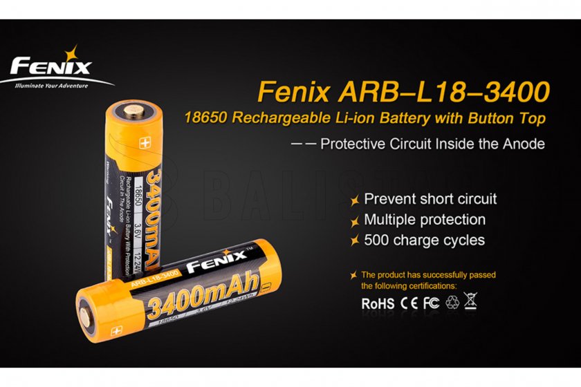 Batterie rechargeable Fenix 18650 3400 mAh (Li-ion)