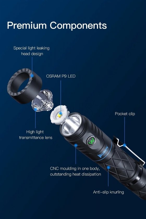 Lampe de poche Wuben E12R noir