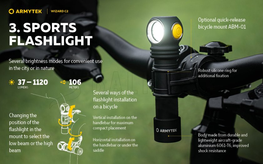 Armytek Wizard C2 Lampe frontale à lumière froide