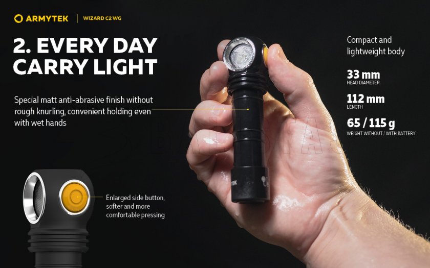 Lampe frontale Armytek Wizard C2 WG Lumière chaude et verte