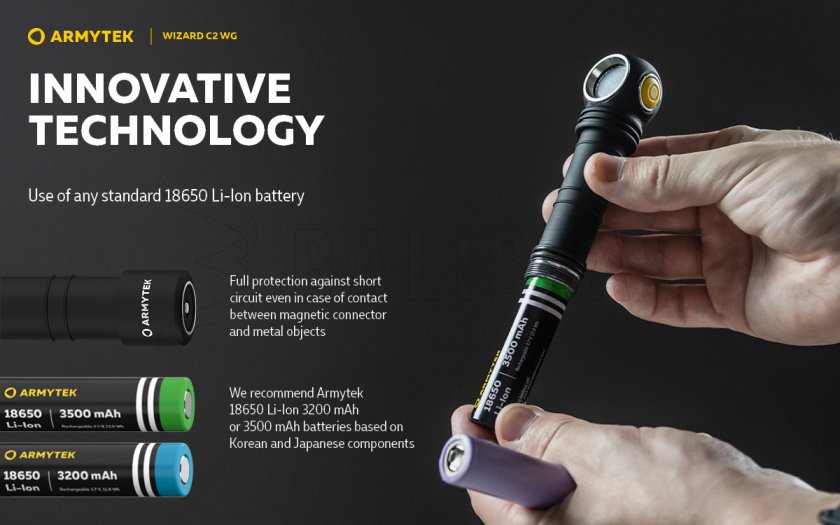 Lampe frontale Armytek Wizard C2 WG Lumière chaude et verte