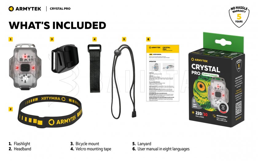 Armytek Crystal Pro lampe de poche multifonction - gris